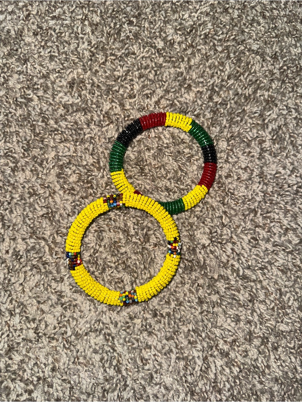 Authentic Ghana Handmade Beaded Bracelets Yellow Multicolor African Jewelry Set